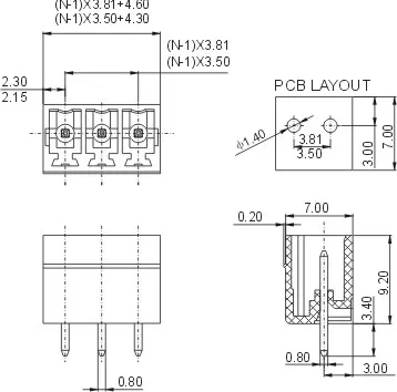 20 шт. Шаг 3,81 мм 15EDGVC180degree прямоугольный штырь 2P 3P винт плагин PCB клеммный блок мужской съемный разъем morsettiera