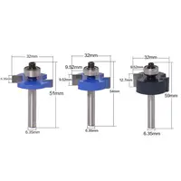 3 шт бит маршрутизатор с 6 набор подшипников-1/2 "-1/4" Концевая фреза для дерева инструменты 100% новый и высококачественный