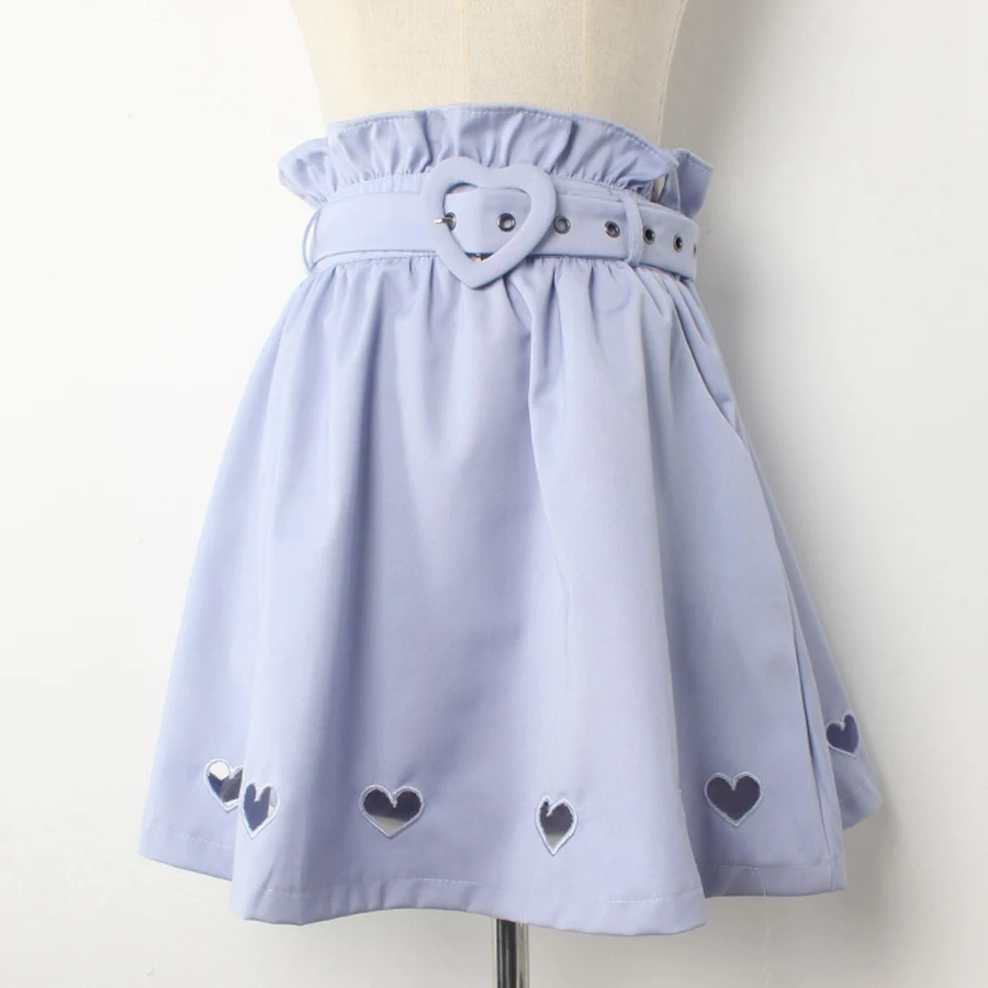 Светильник, фиолетовая юбка Лолиты с сердечком, женская летняя мини-юбка с поясом - Цвет: Lolita Skirt