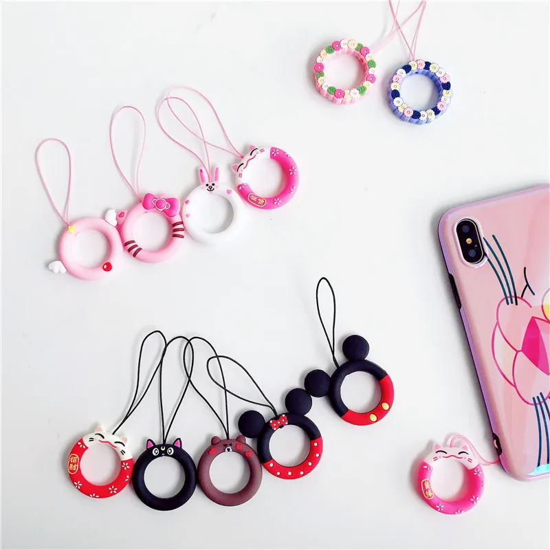 FENOHREFE Tulips Flower Pendant Phone Straps Lanyard Pocket Keychain Strap Backpack Charm Car Key Decoration Chain