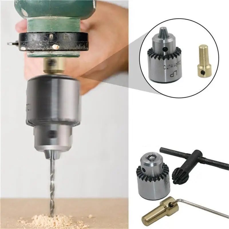 4pcs Micro Motor Drill Chuck Clamp 0.3-4mm With Key 3.17mm Shaft Connecting Rod Carbon Steel Hollow Screwdriver Set