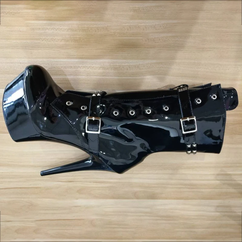 20 Black Mujer Fenty black Señoras Negro 15 Belleza Zapatos Plataforma De Plus Heel Hebilla 20cm Tacón Gótico Heel Punk Tamaño Tobillo Alto Botas 46 Cm 15cm xwYqffI7R