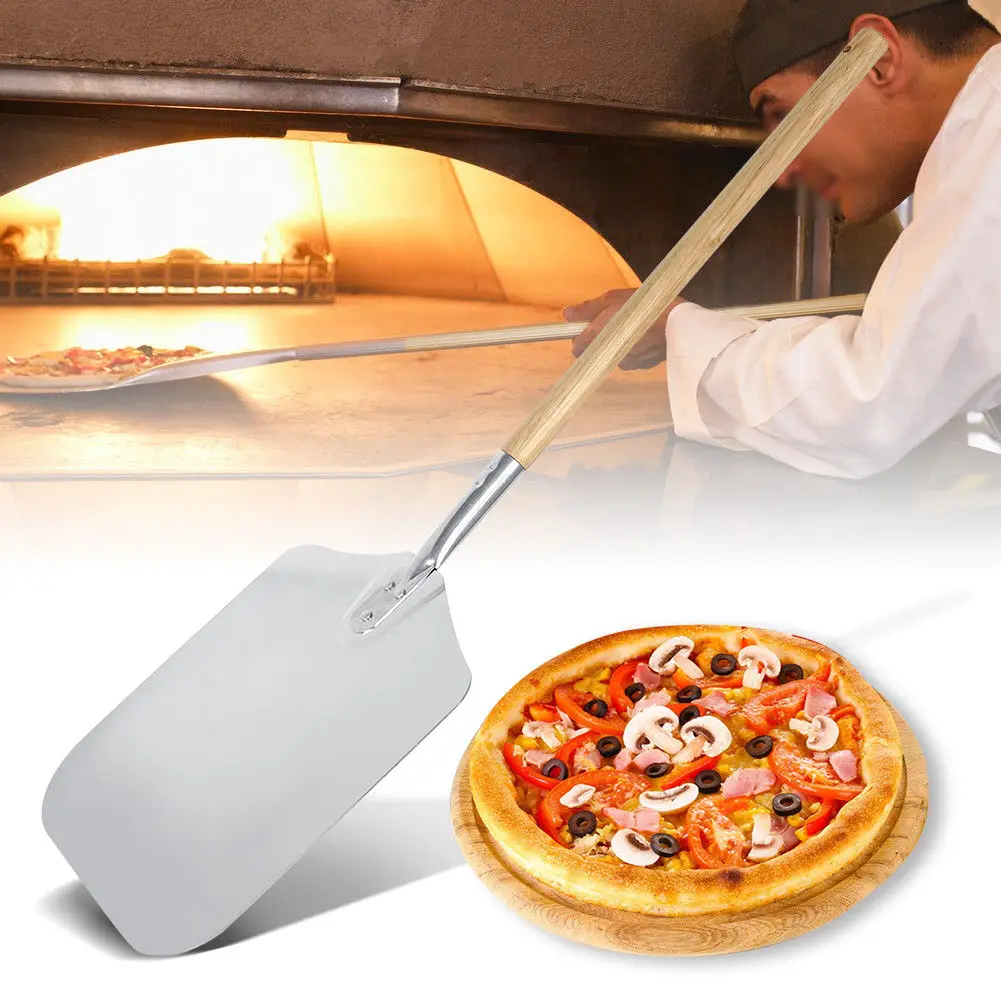 66cm Aluminum Pizza Peel Shovel With Wooden Handle Cake Shovel Baking Tools Cheese Cutter Peels Lifter Tool Pizza Shovel