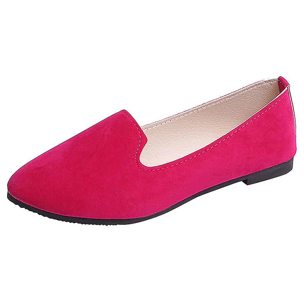 Hot Pink Женская обувь на плоской подошве; милая обувь ярких цветов; лоферы; женские удобные балетки без застежки с круглым носком; женская обувь на плоской подошве; zapatos de mujer@ py - Цвет: Hot Pink