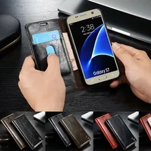For Samsung Galaxy S7 Edge Case Original Genuine Leather Magnetic Auto Wallet Flip Stand Cover For Samsung S7 S6 Edge S5 Mini S4