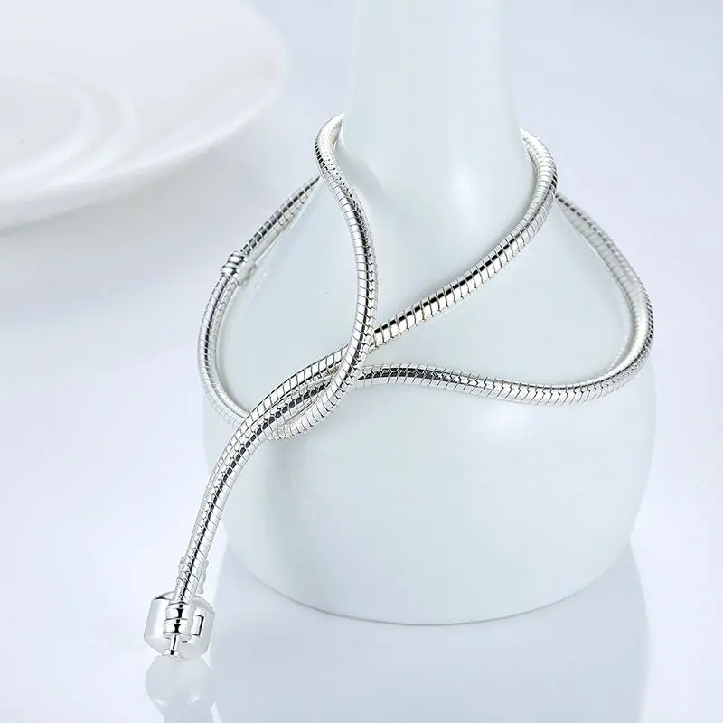 45CM Snake Chain Necklace Pendant Fit Original Beads Charms DIY Jewelry Gift