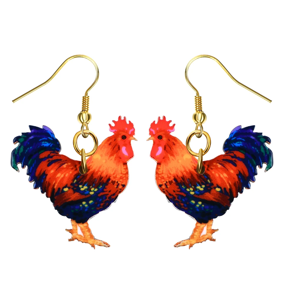 Buy Drop Cock Rooster Chicken Earrings Dangle Long