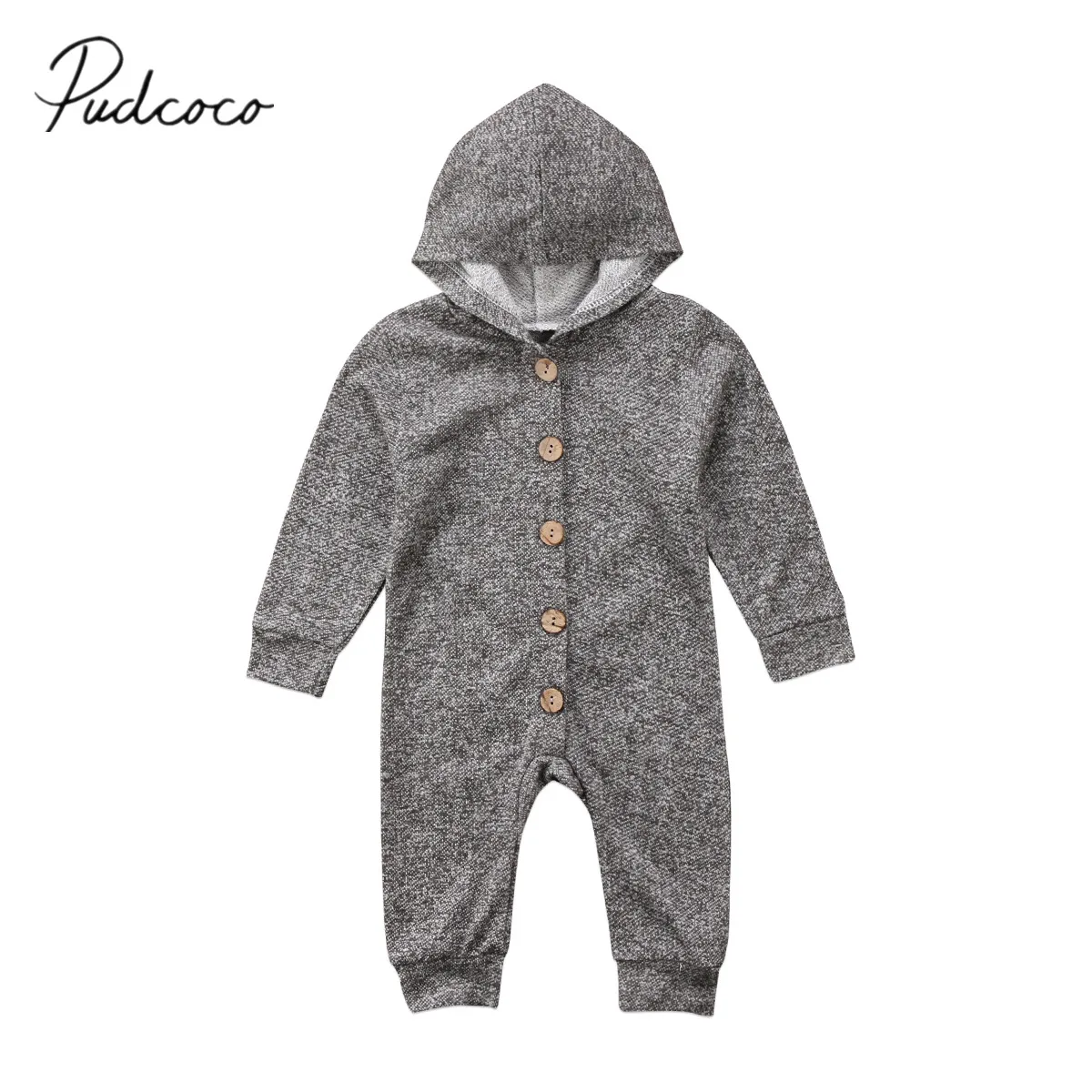 

2018 Brand New Cute Newborn Toddler Kids Baby Boy Girls Infant Romper Hooded Jumpsuit Long Sleeve Outfits Solid Warm Clothes