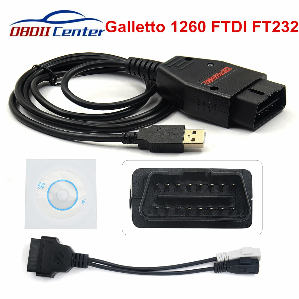 Galletto 1260 FTDI ECU Flasher сканер FT232RQ кабель для диагностики автомобилей OBDII EOBD ECU Программатор для EDC15 EDC16 интерфейс