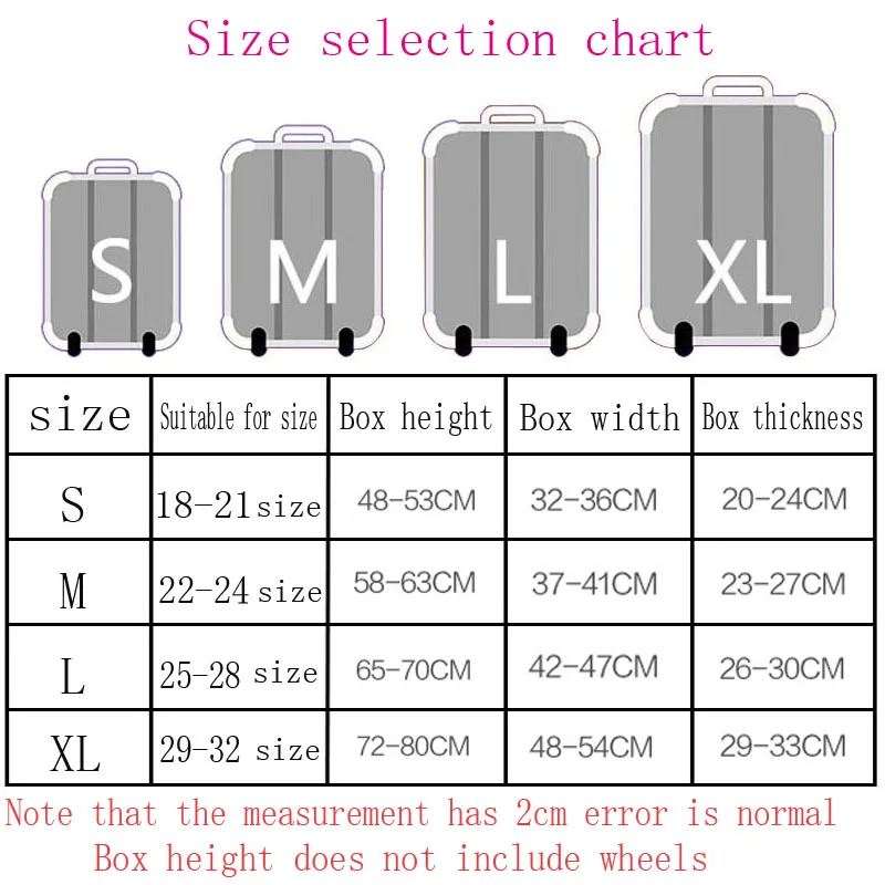 hkotiik suitcase case travel trolley suitcase protective cover for s luggage size chart