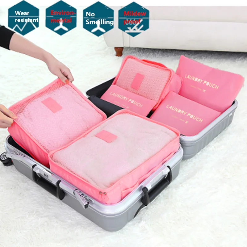 

6PCs/Set Travel Storage Bag Big Capacity Clothes Pouch Luggage Organizer Waterproof Storage Case Portable Storage Container BG11