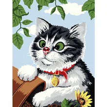 Черный и белый Кот ручная работа краска высокое качество холст Красивая краска ing по номерам Сюрприз подарок большое удовлетворение