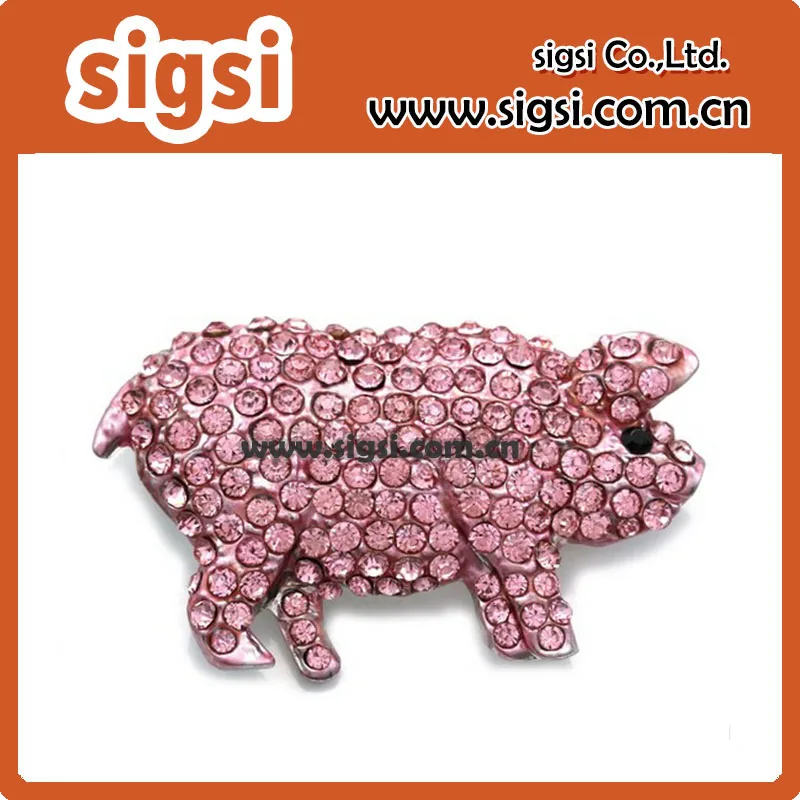 PIG PIN farm sow pigs love little piglet brass brooch pendant loop b-pig-152
