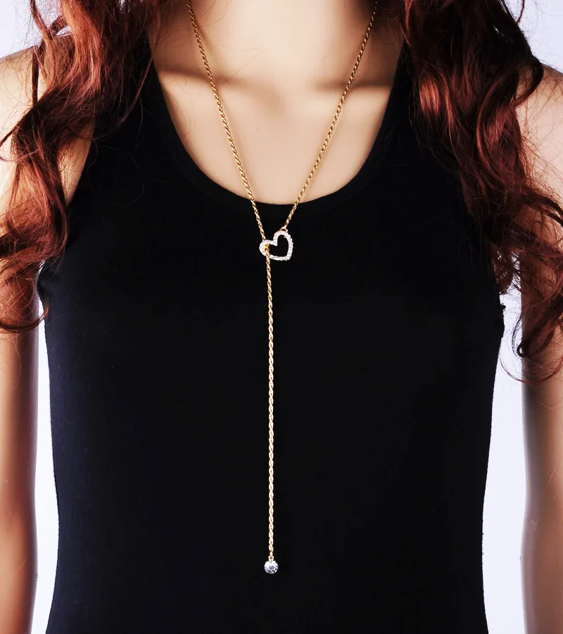  2017 new luxurious elegant temperament Heart shaped long necklace