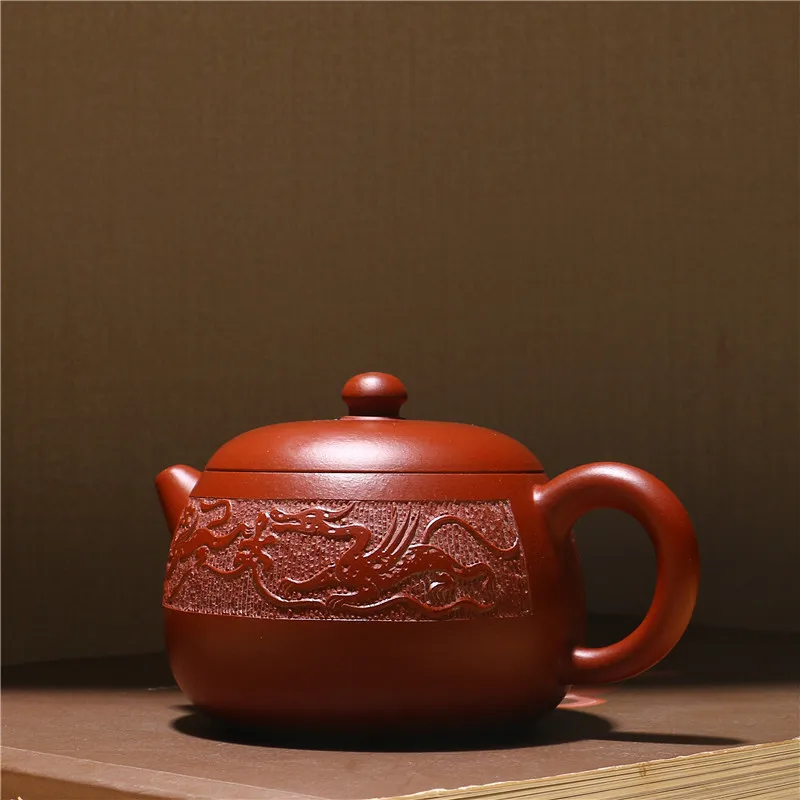 200ml Yixing Genuine Handmade Dahongpao Purple Clay Dragon teapot