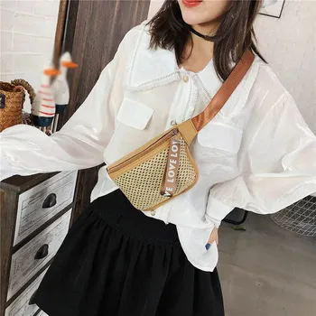 

Women Fashion Lady Classic Woven Casual Wild Waist Bag for Lady Messenger Bag Chest Bag Casual belt Paquete de la cintura#15