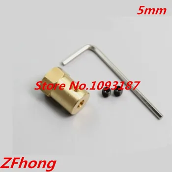 

5pcs 5mm Brass Hex Coupling Coupler Motor Transmission Motor Connector