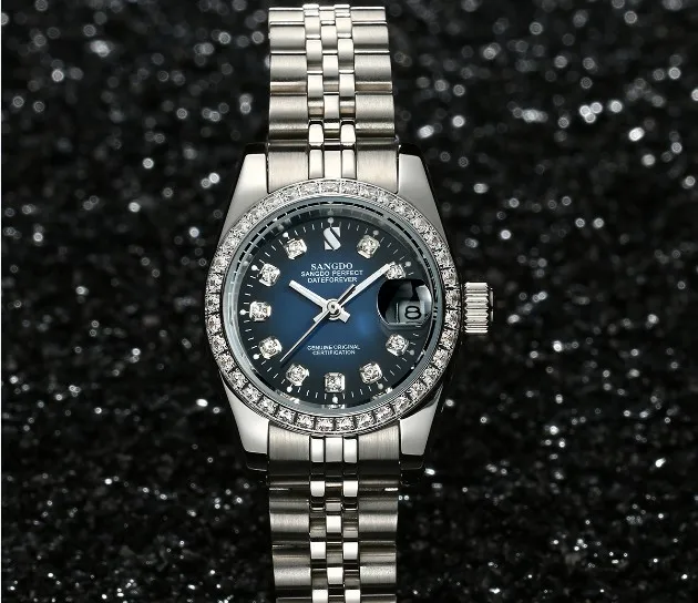 28MM SANGDO Blue dial Automatic Self-Wind movement High quality Luxury Women's watches Mechanical watches 024S 28MM SANGDO Blue dial Automatic Self-Wind movement High quality Luxury Women's watches Mechanical watches 024S