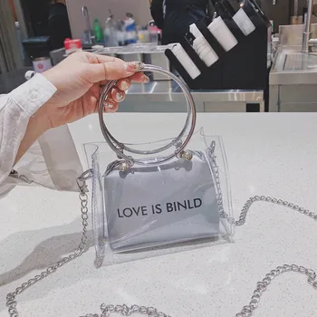 

Simple Letter Jelly Messenger Bags Clear Transparent PVC Jelly Shoulder Bags Messenger Bag Handbags Small Shoulder Bag A1