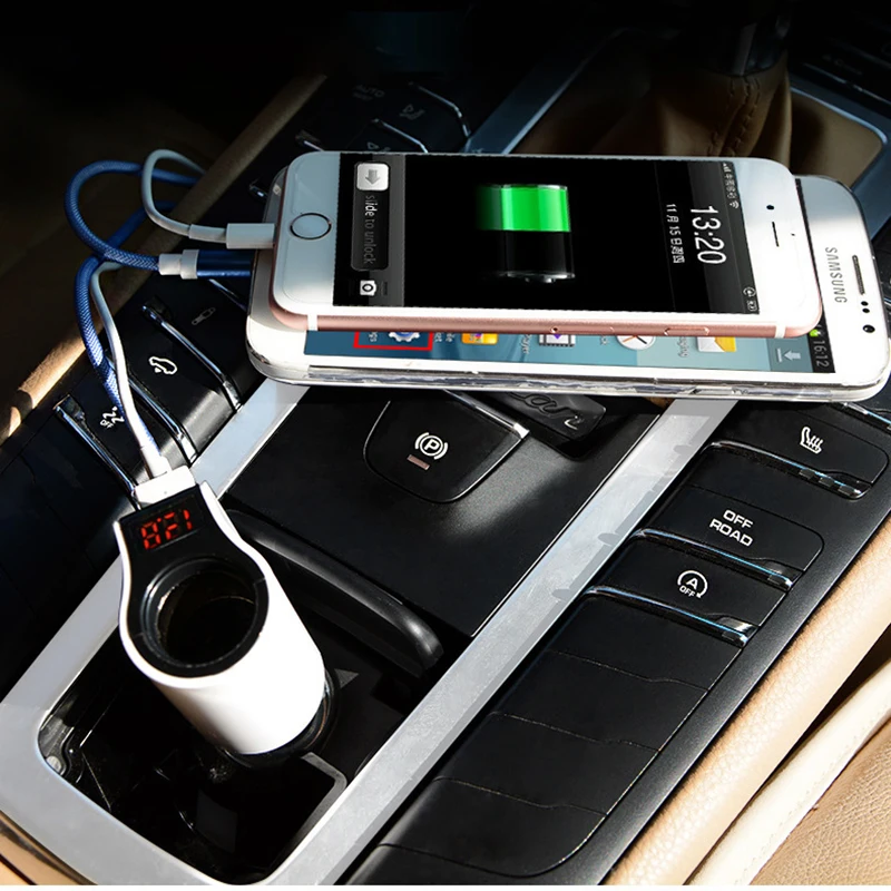 Thbelieve 2 USB Car Chargers 5V 2.1A Fast Charging Car Cigarette Lighter Auto Car-Charge With LED Voltage Display Auto-Chargers (2)
