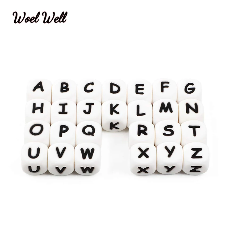 

100pcs Russian Letter Silicone Beads Alphabet Baby Teether love gift Chewing Personalized Name DIY Teething Necklace kid toys