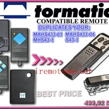 Tormatic mahs433-01, mahs433-04, mhs43-1, s43-1 совместимый пульт дистанционного управления Замена 433,92 мГц