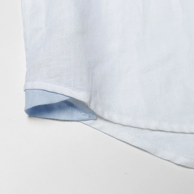 Simwood 2018 New Arrival Summer Short-sleeved Shirts Men 100% Linen White Solid Color Slim Fit Plus Size Collarless Tops CS1534