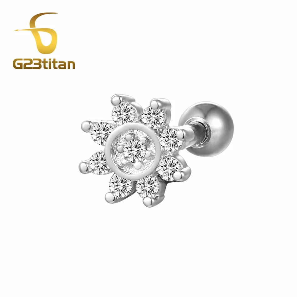 G23titan Ear Piercings Jewelry Mens Womens 16G 6mm Labret Studs for Lobe Tragus Piersing Fashion Ear Plugs Barbell - Окраска металла: Ear Tragus