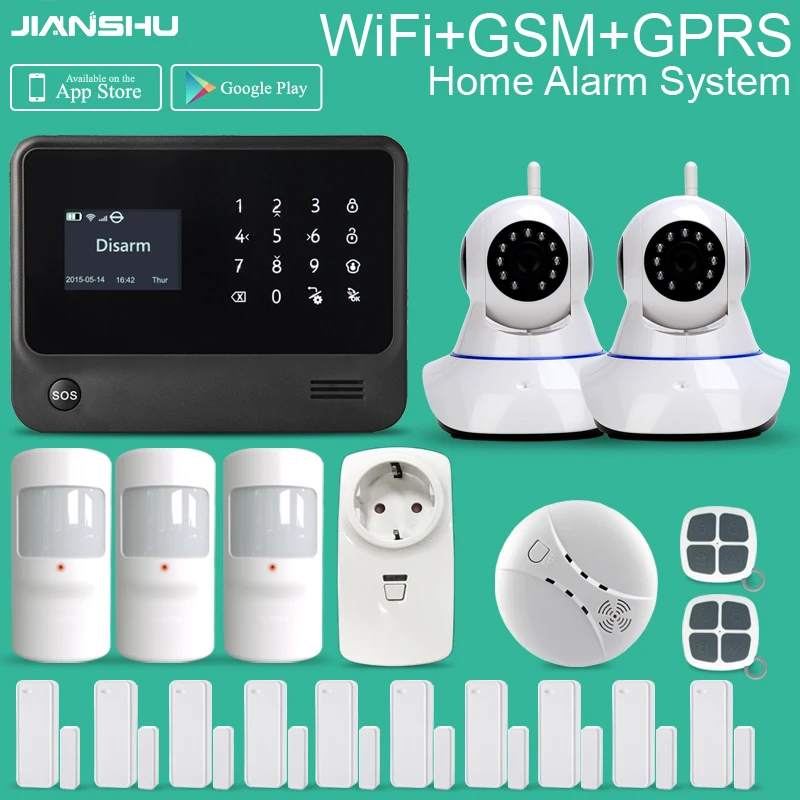 3G GSM Wifi alarm system work with wifi IP cameras wireless smart