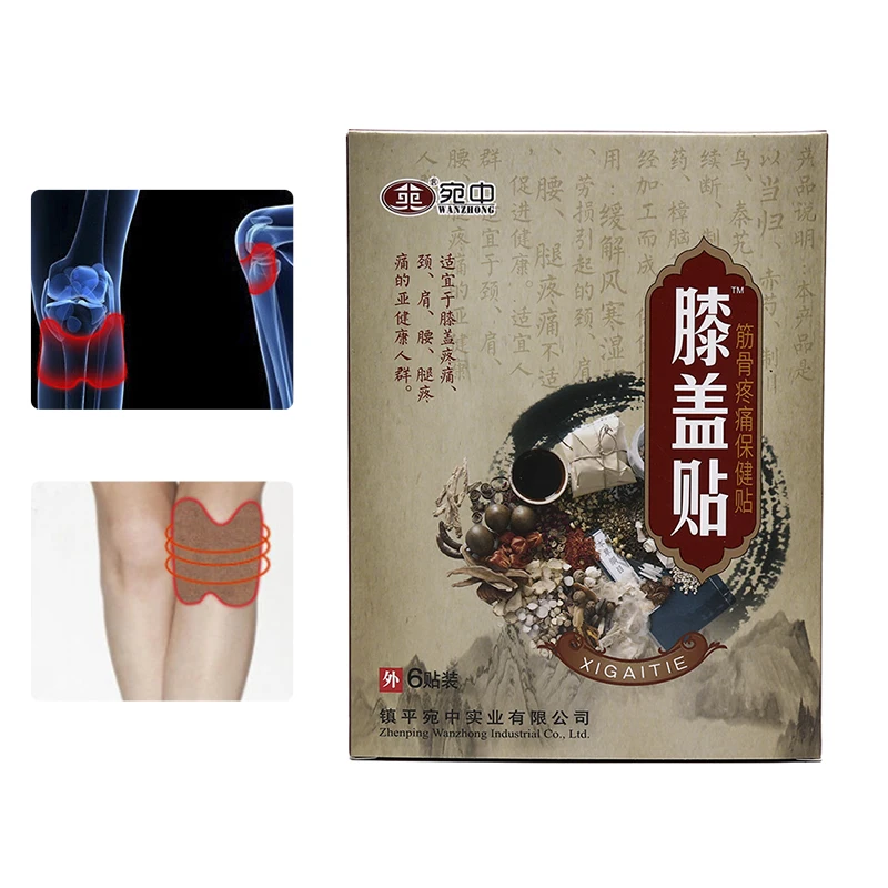 Hot 6pcs/box Knee Hot Plaster Leg Pain Relief Sticker Heating Patches Plaster Knee Massage Health Care