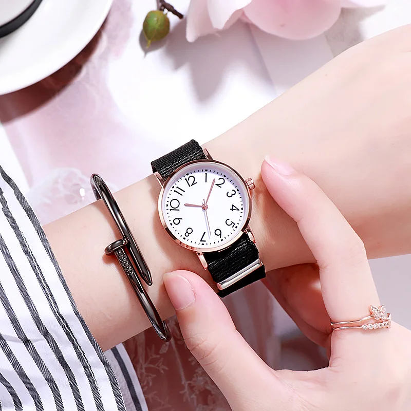 Женские кварцевые наручные часы с холщовым ремешком, подарок для девушек, модные нарядные часы, женские часы, повседневные женские часы, relogio femenino
