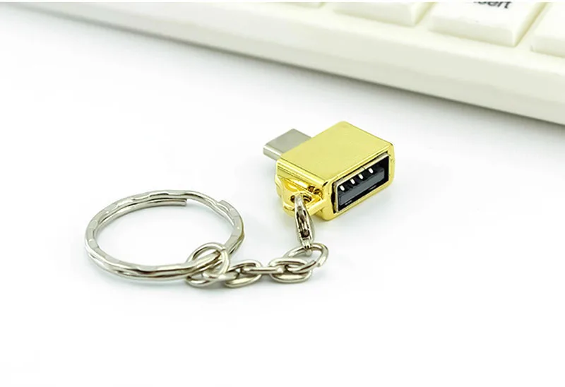 Металлический OTG type-C адаптер USB C к USB OTG Разъем конвертер с брелок для телефона геймпад клавиатура мышь