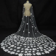 Горячие высококачественные свадебные вуали белого цвета слоновой кости один слой аппликация течет Осень Свадебные аксессуары