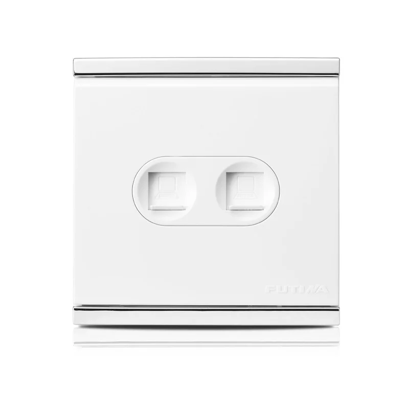 

High Quality Double Computer Network Wall Socket Piano-key Series Electroplating Decorative Frame Flame-retardant PC 86*86mm
