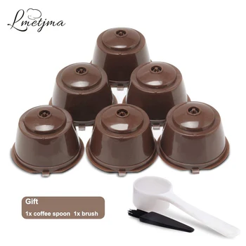 

LMETJMA 6Pcs/Set Reusable Nespresso Capsules Refillable Nespresso Coffee Capsules Pods For Nespresso Machines With Spoon Brush
