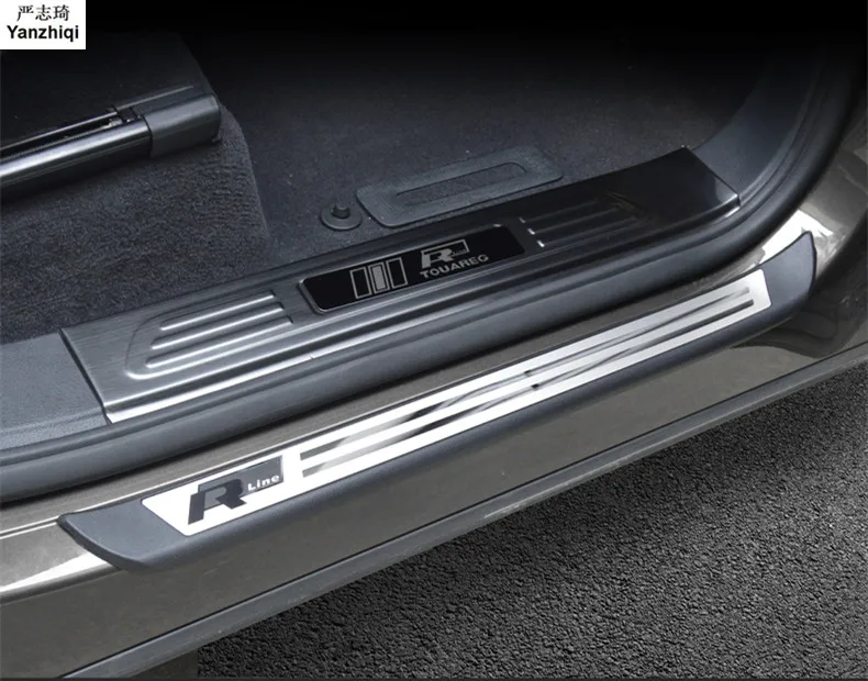 

Stainless steel Welcome pedal Inside and outside threshold bar car styling for VW Volkswagen 2011-2017 Touareg Accessories