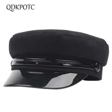 QDKPOTC, военная Кепка, женская, зимняя, Ereep, теплые шапки, для женщин, для девушек, плоский верх, Militar, Кепка из искусственной кожи, козырек, шапка моряка, Bone Beret