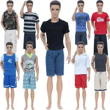 Random Handmade 3 Sets Men's Outfit for Barbie Doll Friend Ken Summer Casual Wear Shirt Short Pants Doll Clothes Accessories Toy