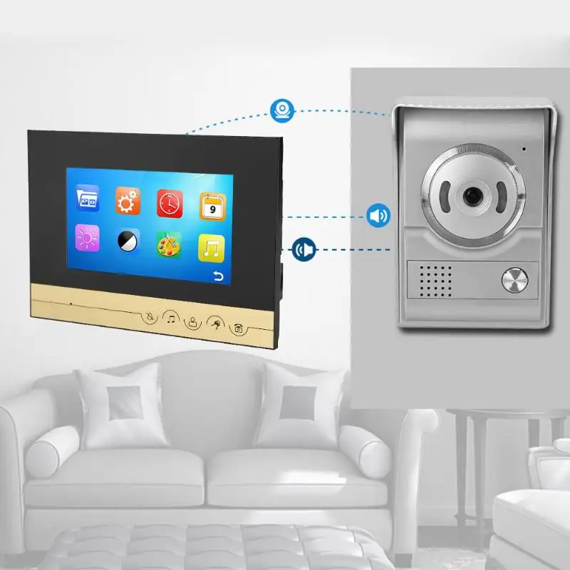 

7inch Visual Intercom Doorbell Smart TFT LCD Wired Door Phone Visual Video Doorbell Indoor Monitor + Outdoor Infrared Camera
