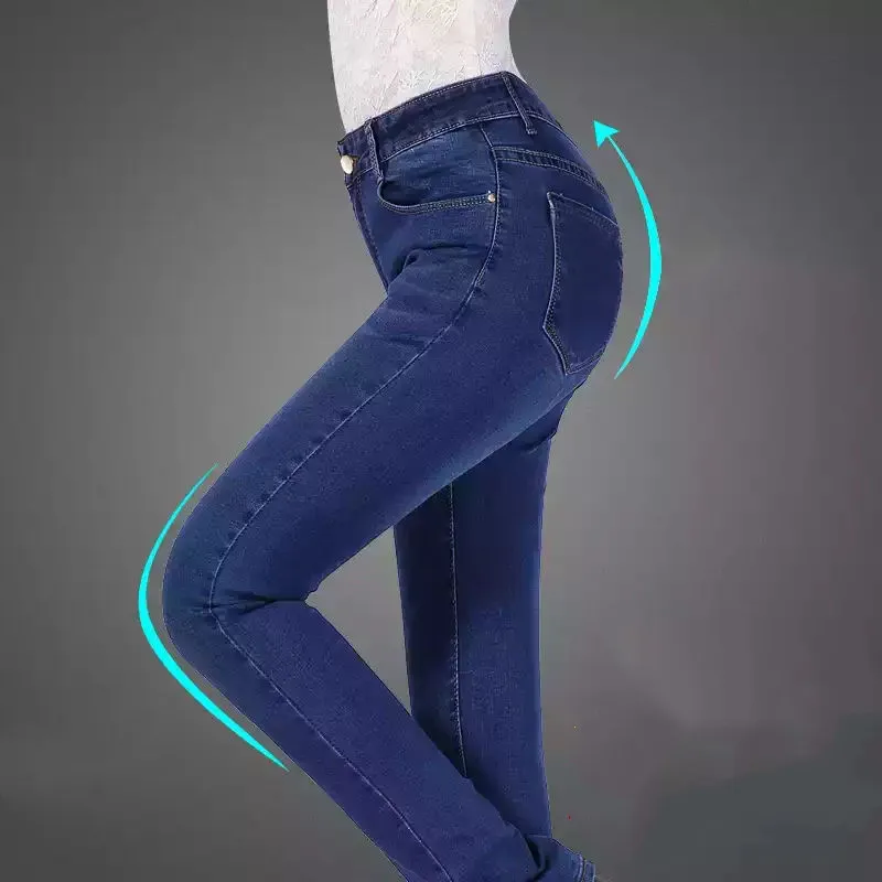 Jean Fashion Hot Embroidered Jeans Women Pant Skinny High Waist Stretch Slim Pencil Pants Denim Casual Jean Ladies Trousers