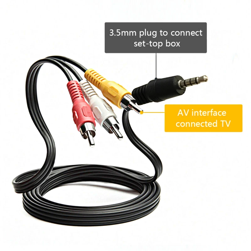 100Pcs 3.5mm AV Cable Male to 3 RCA Male Composite Audio Video Jack