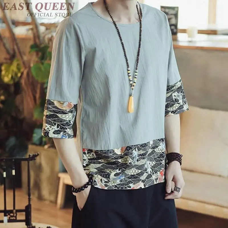 Китайский традиционный костюм мужской рубашка Китайский Топ Летний стиль традиционный китайский рубашка одежды стиля Востока для мужчин