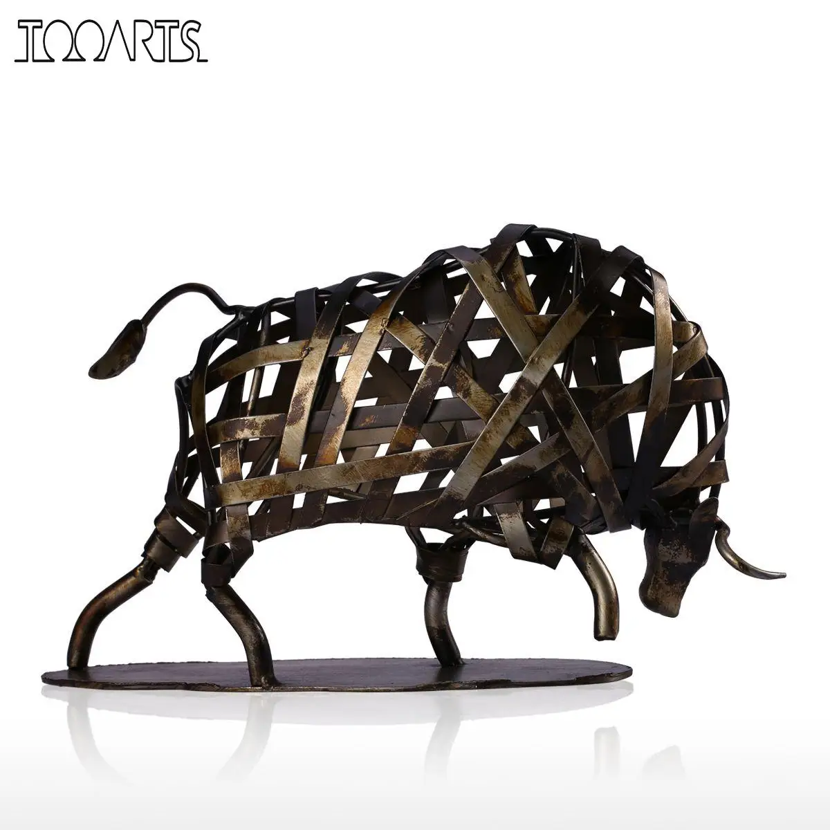 

Tooarts Metal Figurine Iron Braided Cattle Figurine Vintage Home Decor Handmade Animal Crafts Accessories Gift For Home Office