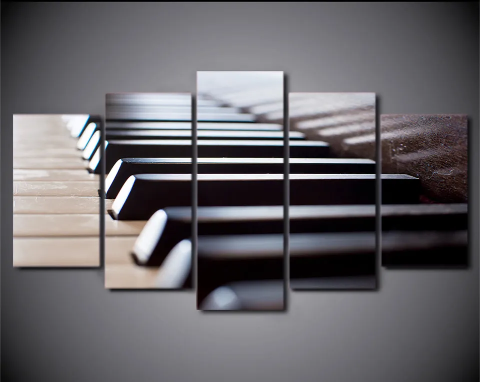 HD Printed 5 Piece Canvas Art Piano Keys Music Instrument Painting Wall