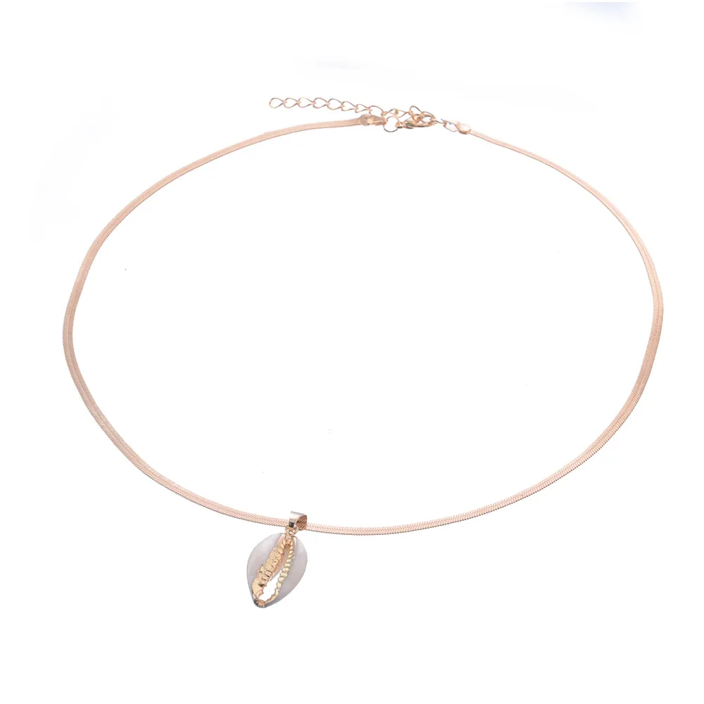 

Boho Hawaiian Sea Shell Necklace Choker Jewelry Bohemian Beach Tassel Necklace Shell Gold Chain For Women Collar