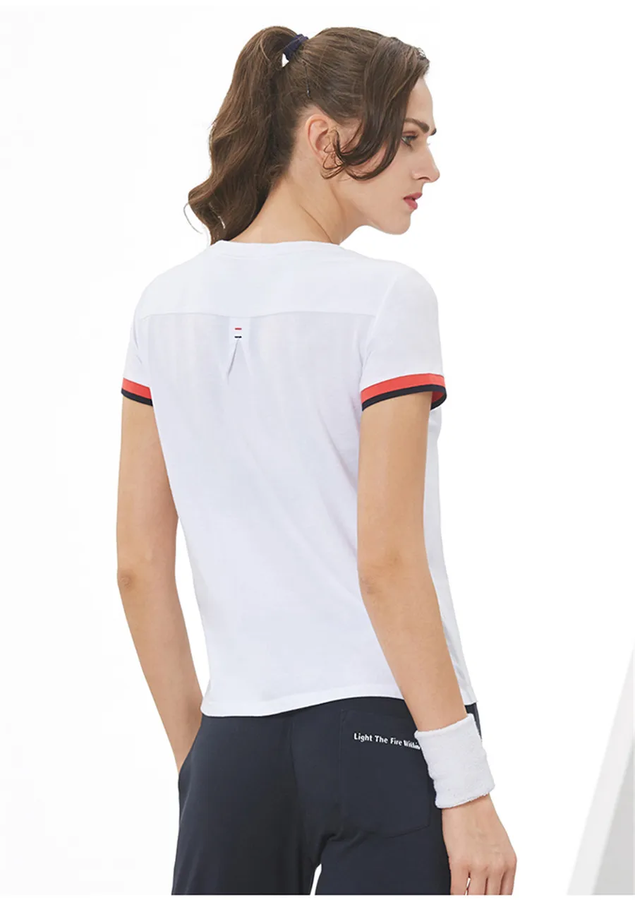 Женские летние спортивные футболки с круглым вырезом, топы для бега и бега, дышащая одежда для спортзала, хлопковые футболки для йоги, фитнес-футболки