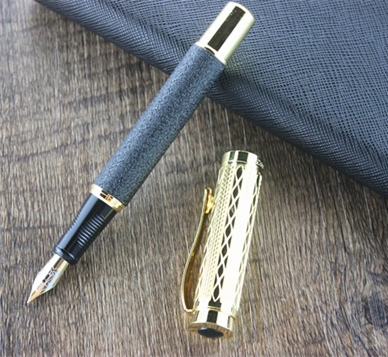 

New DIKA WEN 8026 Deluxe Frosted black Medium Nib ink pen metal Fountain Pen Pencil and ink Refill Gifts Writing pen select