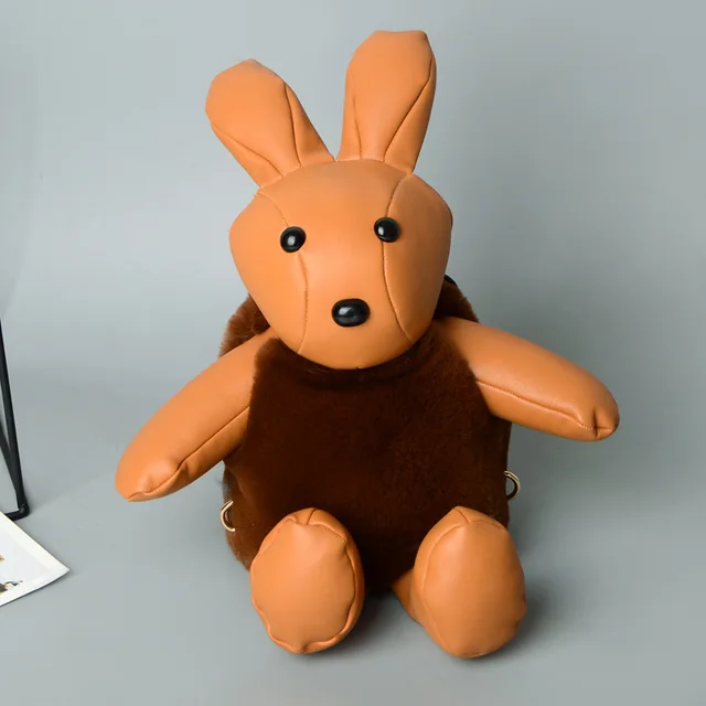 11 Colors Rabbit Plush Backpack Bunny Backpacks Leather Rabbit Backpack