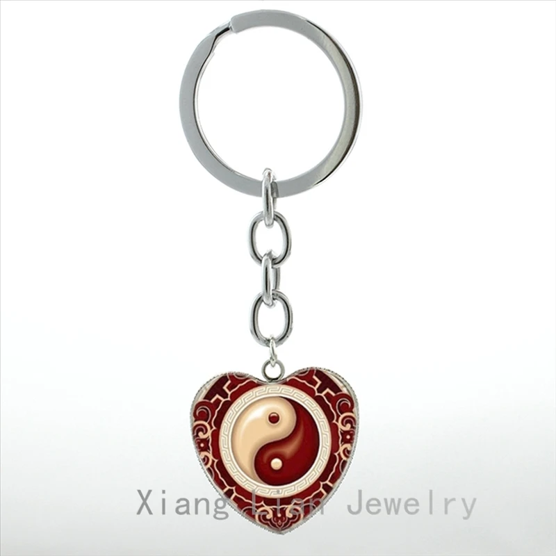 Винтажный Tai Yin Yang harmony брелок класс Китайский Taoist tai ji восемь диаграмм баланс