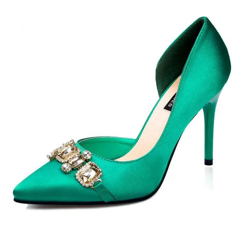 high heel satin shoes